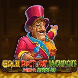Gold Factory Jackpots Mega Moolah online game logo by Aurum Signature Studios on casinolabscasino.com